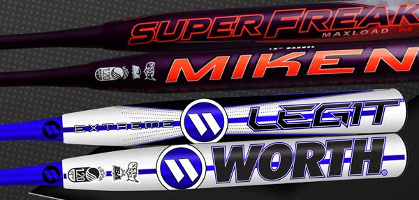 Miken Super Freak & Worth Legit Game Ready Slowpitch Softball Bats